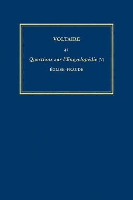 Voltaire, Nicholas Cronk, Christiane Mervaud - Complete Works of Voltaire 41, Inbunden