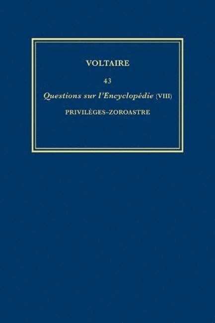 Voltaire, Nicholas Cronk, Mervaud - Complete Works of Volaire 43, Inbunden