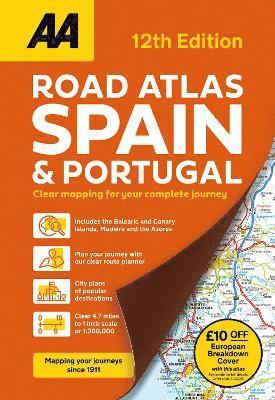 AA Road Atlas Spain & Portugal, Häftad