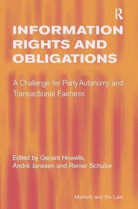 André Janssen, Geraint Howells - Information Rights and Obligations, Inbunden