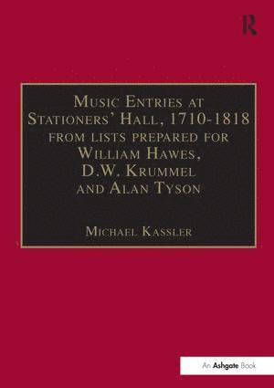 bokomslag Music Entries at Stationers' Hall, 1710-1818