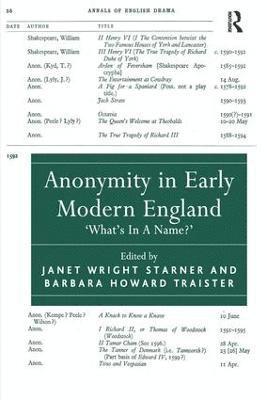 Anonymity in Early Modern England 1