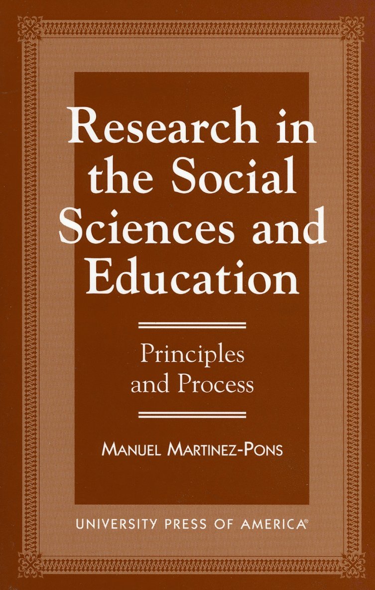 Manuel Martinez-Pons - Research in the Social Sciences and Education, Häftad