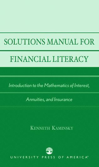 bokomslag Solutions Manual for Financial Literacy