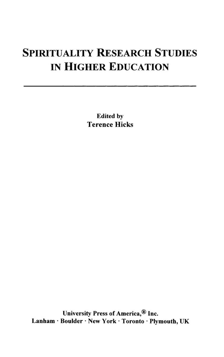 Spirituality Research Studies in Higher Education
