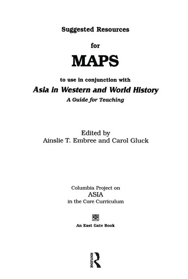 bokomslag Suggested Resources for Maps to Use in Conjunction with Asia in Western and World History