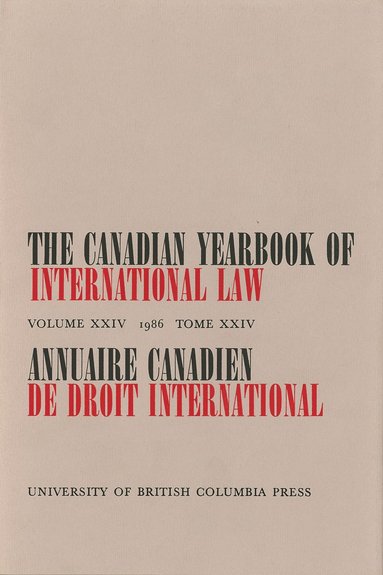 bokomslag Canadian Yearbook of International Law, Vol. 24, 1986