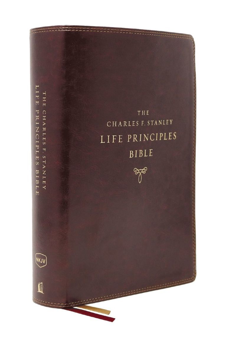 Thomas Nelson, Charles F Stanley - NKJV, Charles F. Stanley Life Principles Bible, 2nd Edition, Leathersoft, Burgundy, Comfort Print, Inbunden