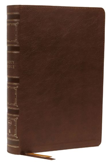 bokomslag NKJV, Single-Column Wide-Margin Reference Bible, Leathersoft, Brown, Red Letter, Thumb Indexed, Comfort Print