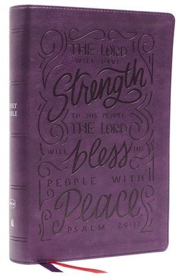 NKJV, Giant Print Center-Column Reference Bible, Verse Art Cover Collection, Leathersoft, Purple, Thumb Indexed, Red Letter, Comfort Print 1