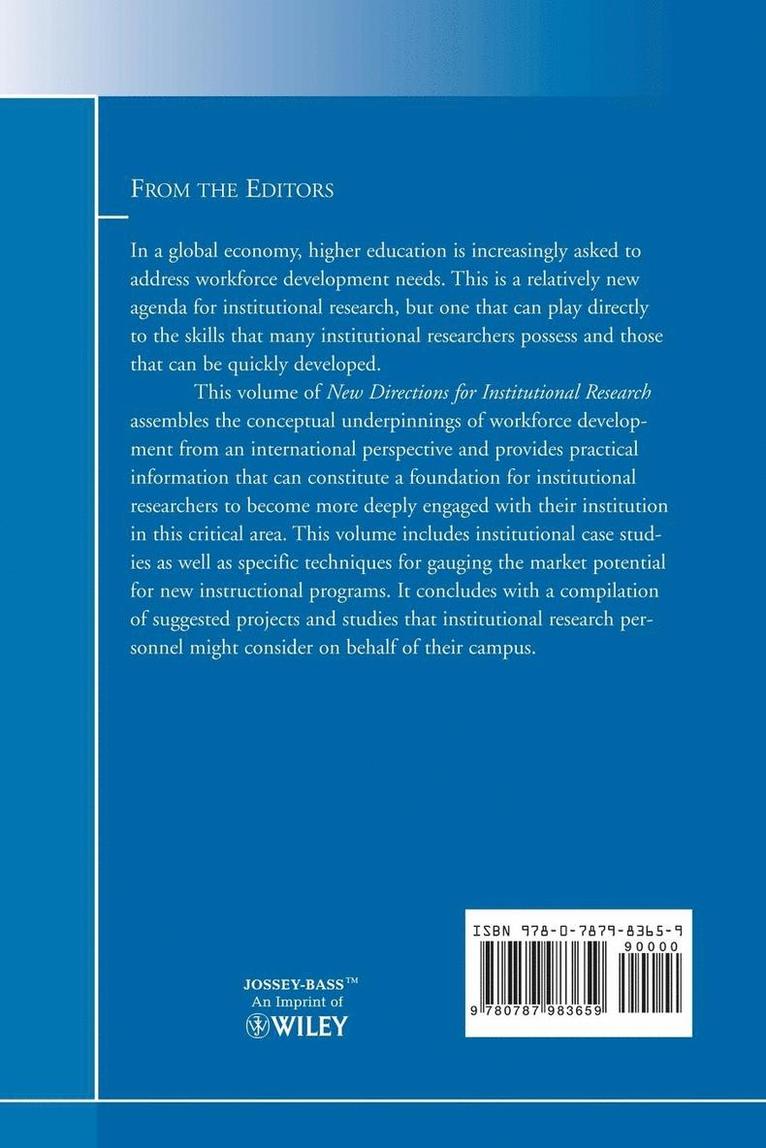 Workforce Development and Higher Education: A Strategic Role for Institutional Research 1