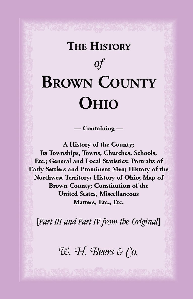 The History of Brown County, Ohio 1