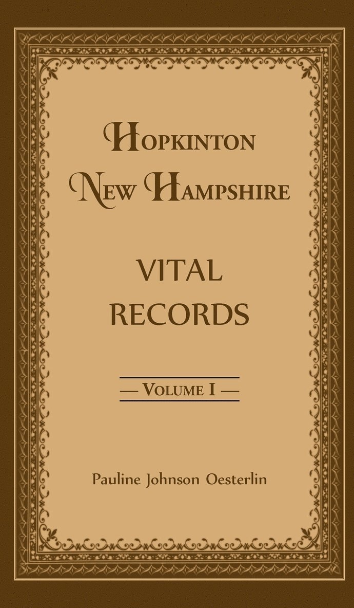 Hopkinton, New Hampshire, Vital Records, Volume 1 1