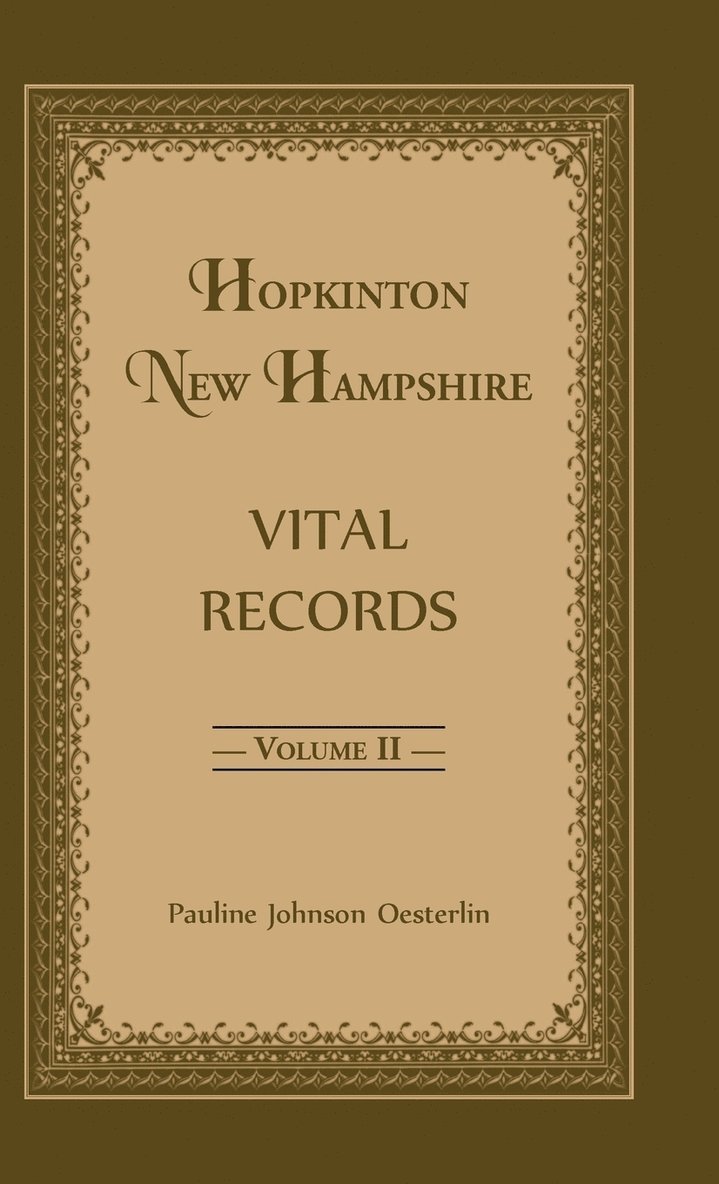 Hopkinton, New Hampshire, Vital Records, Volume 2 1
