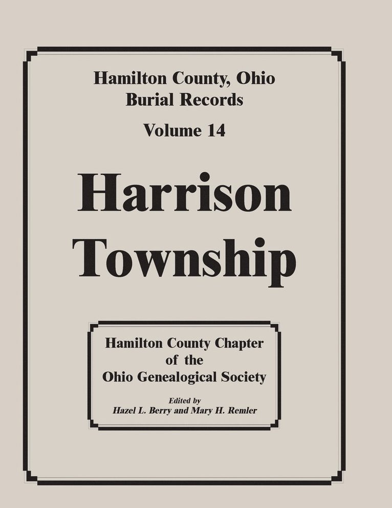 Hamilton County, Ohio Burial Records, Volume 14 1