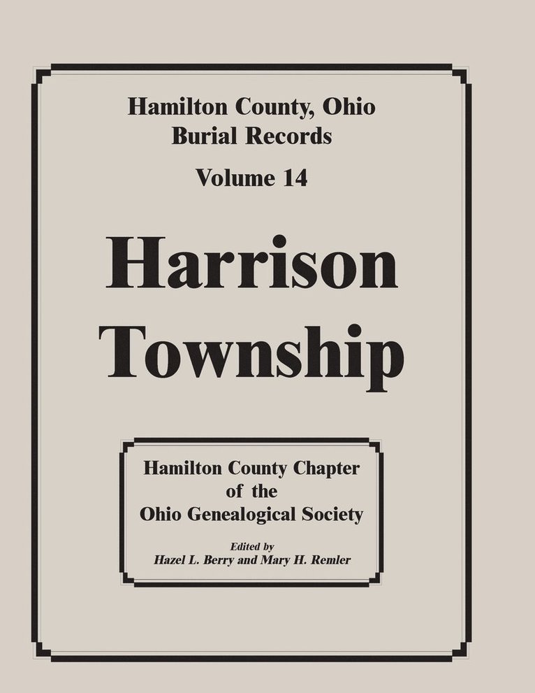 Hamilton County, Ohio Burial Records, Volume 14 1