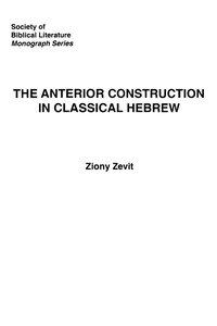 bokomslag The Anterior Construction in Classical Hebrew