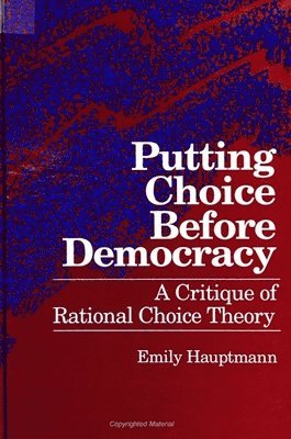 Emily Hauptmann - Putting Choice Before Democracy, Häftad