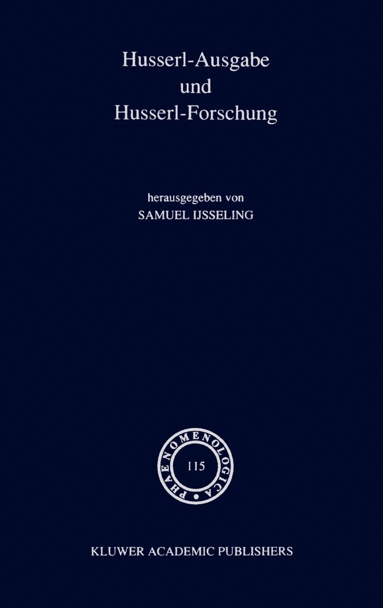 Husserl-Ausgabe und Husserl-Forschung 1