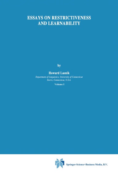 H. Lasnik - Essays on Restrictiveness and Learnability, Inbunden