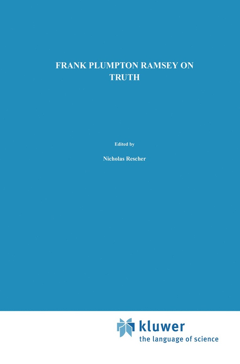 Frank Plumpton Ramsey, N. Rescher, Ulrich Majer - On Truth, Inbunden