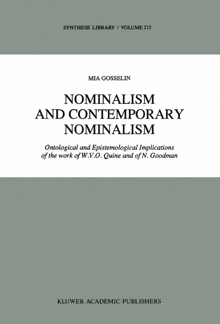 M. Gosselin, Maria Gosselin - Nominalism and Contemporary Nominalism, Inbunden