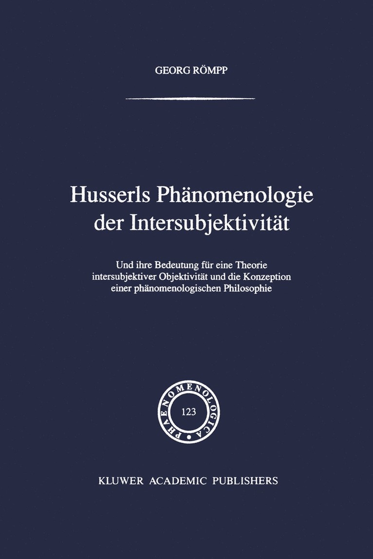 Husserls Phnomenologie Der Intersubjektivitt 1