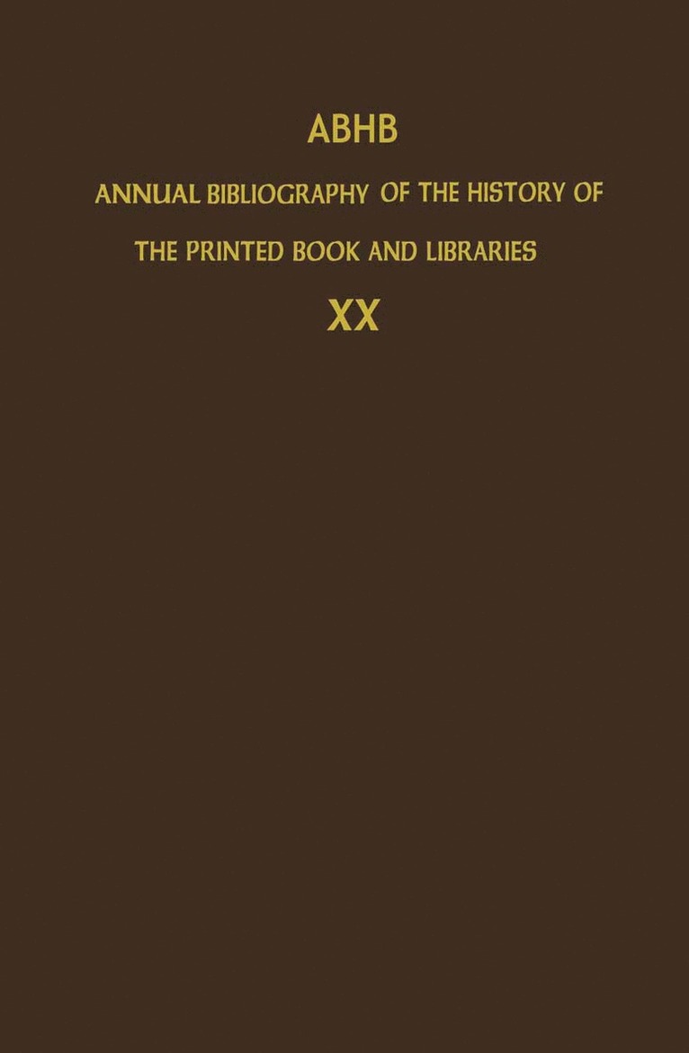 ABHB Annual Bibliography of the History of the Printed Book and Libraries 1