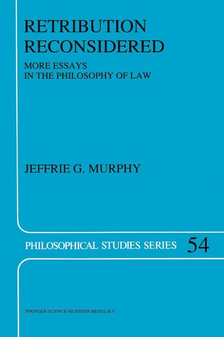 J.G. Murphy, J. G. Murphy - Retribution Reconsidered, Inbunden