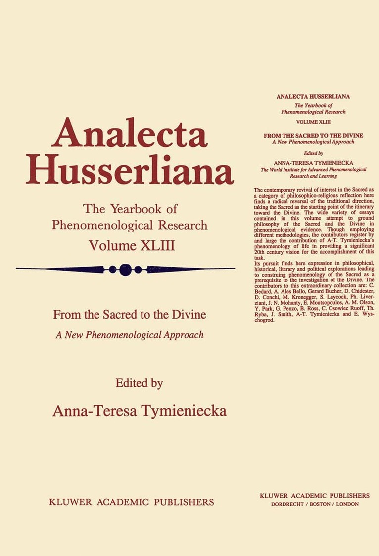 Anna-Teresa Tymieniecka - From the Sacred to the Divine, Inbunden