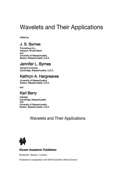J.S. Byrnes, Kathryn A. Hargreaves, Karl Berry - Wavelets and Their Applications, Inbunden