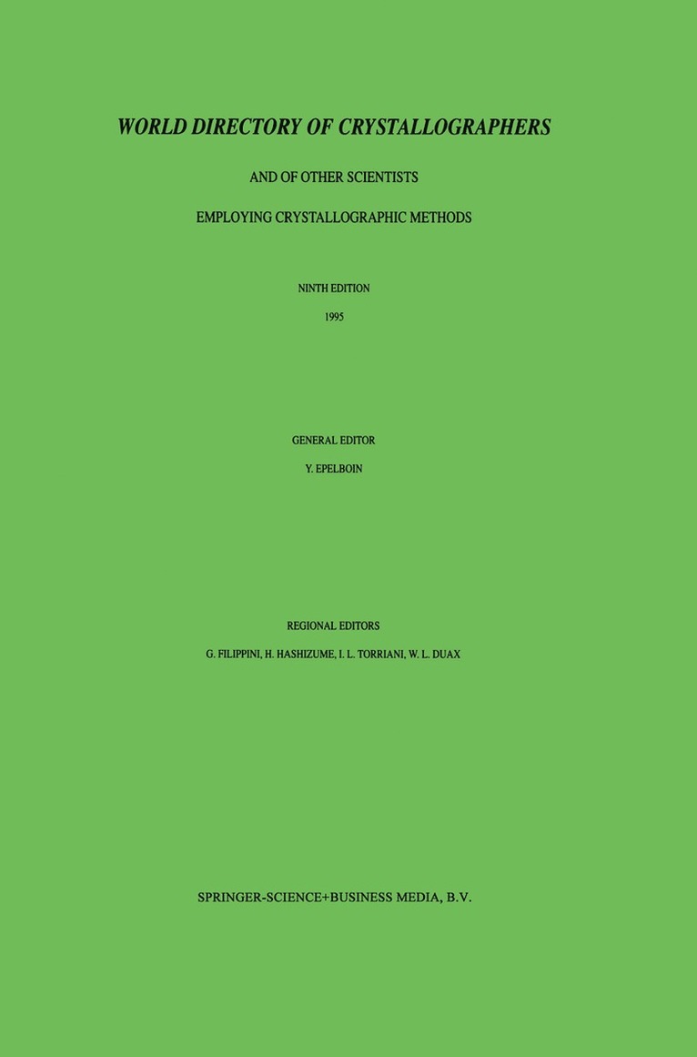 Yves Epelboin - World Directory of Crystallographers, Häftad