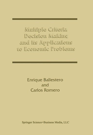 bokomslag Multiple Criteria Decision Making and its Applications to Economic Problems