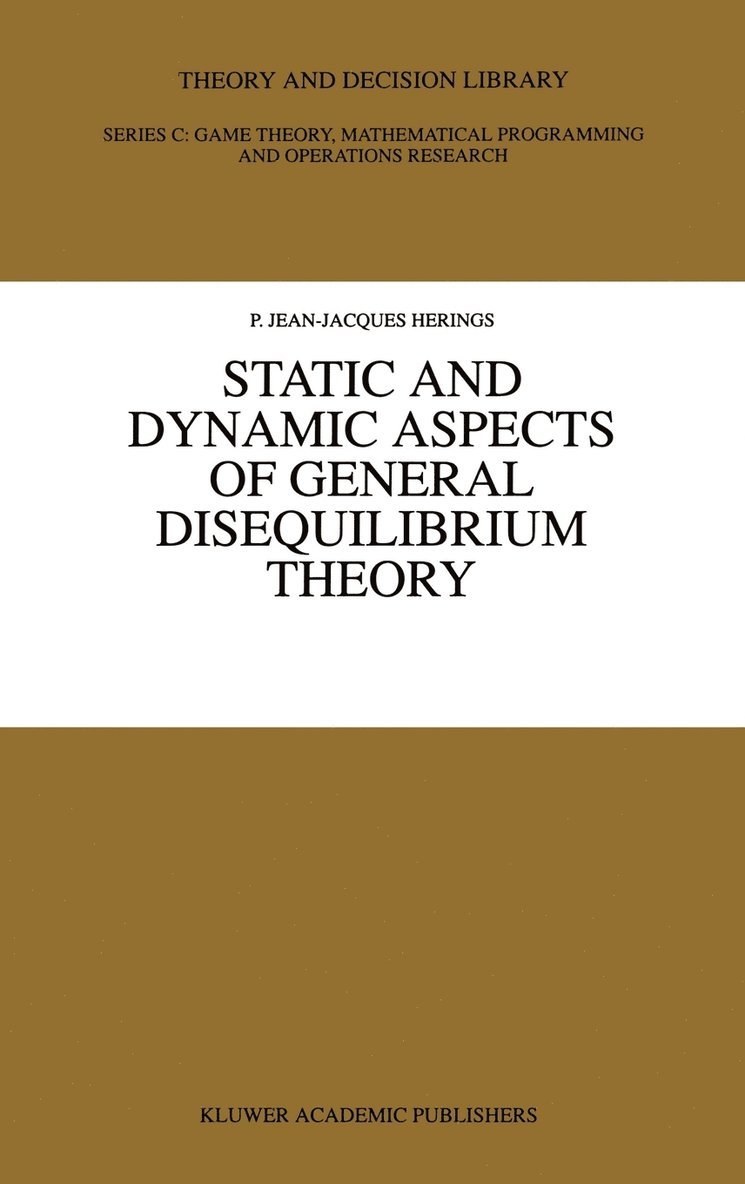 Static and Dynamic Aspects of General Disequilibrium Theory 1