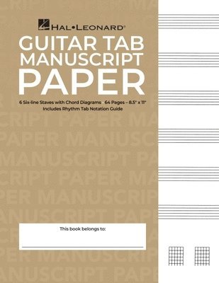 Hal Leonard Corp - Guitar Tablature Manuscript Paper Standard Edition 64 Pages for Music Notation and Chord Diagrams, Häftad