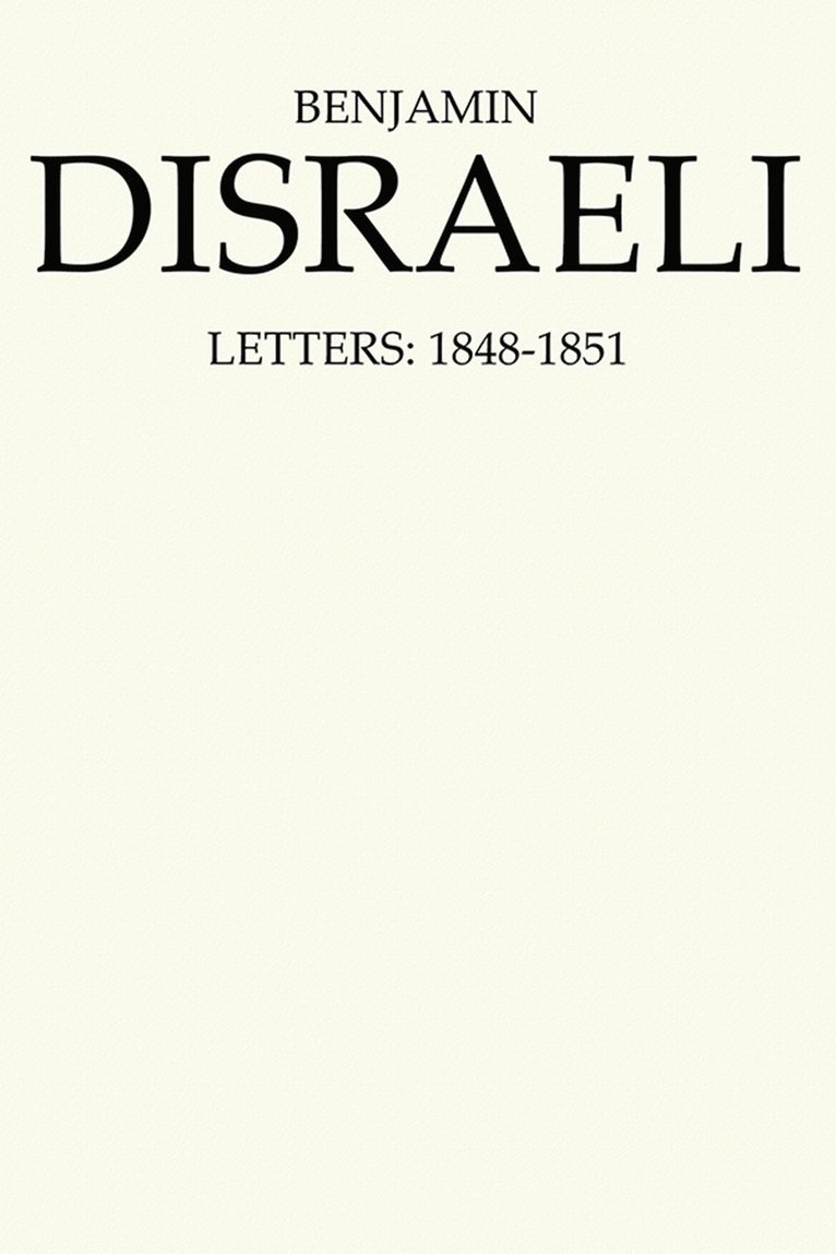 Benjamin Disraeli Letters 1