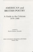 bokomslag American and British Poetry