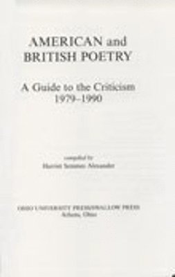 American and British Poetry 1