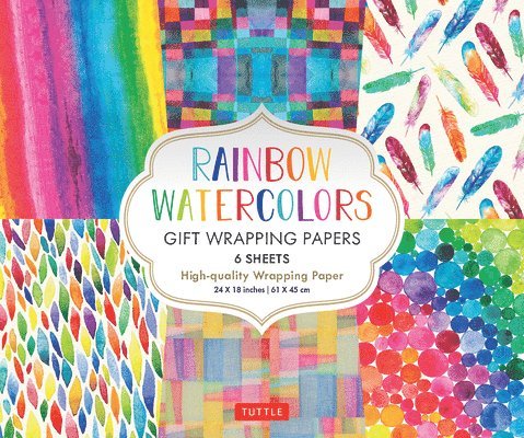 Rainbow Watercolors Gift Wrapping Papers - 6 sheets 1