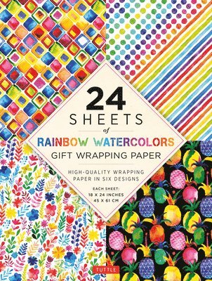 Tuttle Studio - Rainbow Watercolors Gift Wrapping Paper - 24 sheets, Häftad