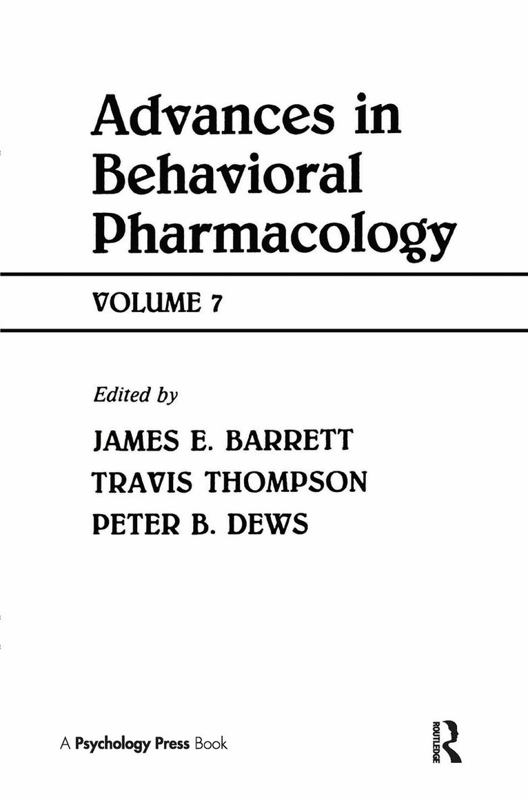 Advances in Behavioral Pharmacology 1