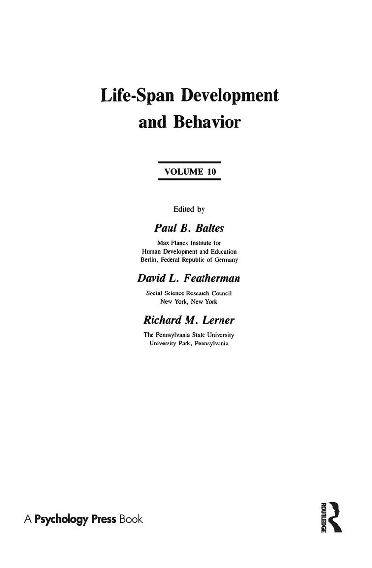Paul B. Baltes, David L. Featherman, Richard M. Lerner - Life-Span Development and Behavior, Inbunden