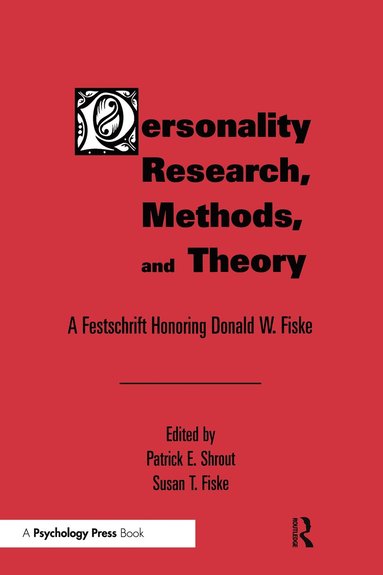 bokomslag Personality Research, Methods, and Theory