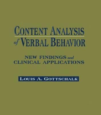 bokomslag Content Analysis of Verbal Behavior