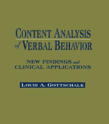 bokomslag Content Analysis of Verbal Behavior