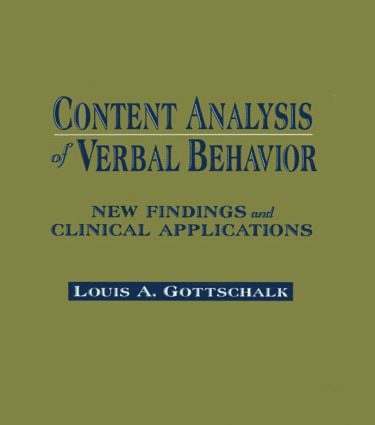 Louis A. Gottschalk - Content Analysis of Verbal Behavior, Inbunden