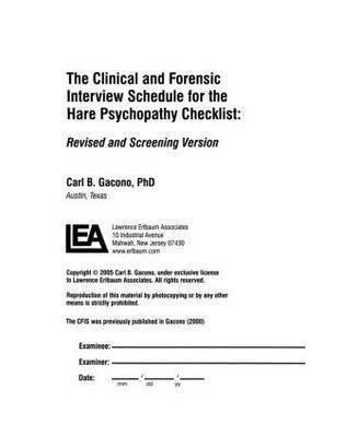 A Clinical and Forensic Interview Schedule for the Hare Psychopathy Checklist 1