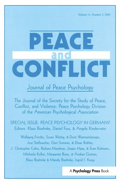 Klaus Boehnke, Daniel Fuss, Angela Kindervater - Peace Psychology in Germany, Häftad