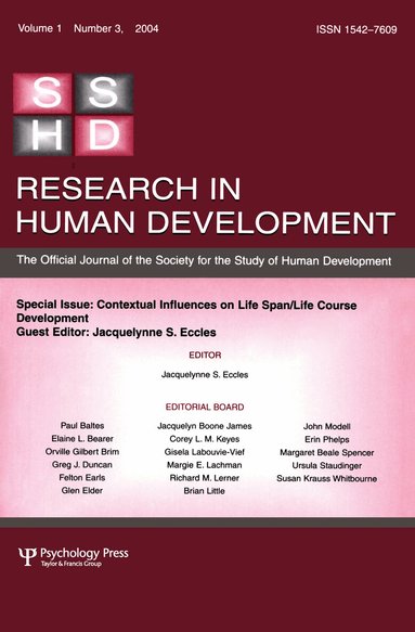 Jacquelynne S. Eccles - Contextual Influences on Life Span/life Course, Häftad