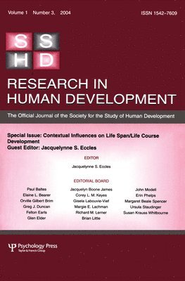 Jacquelynne S. Eccles - Contextual Influences on Life Span/life Course, Häftad